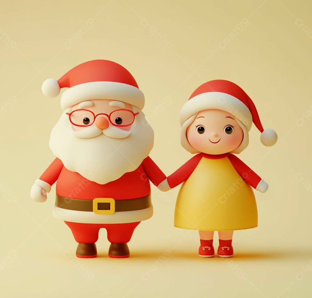 Personagem Do Papai Noel E Mamãe Noel 3D