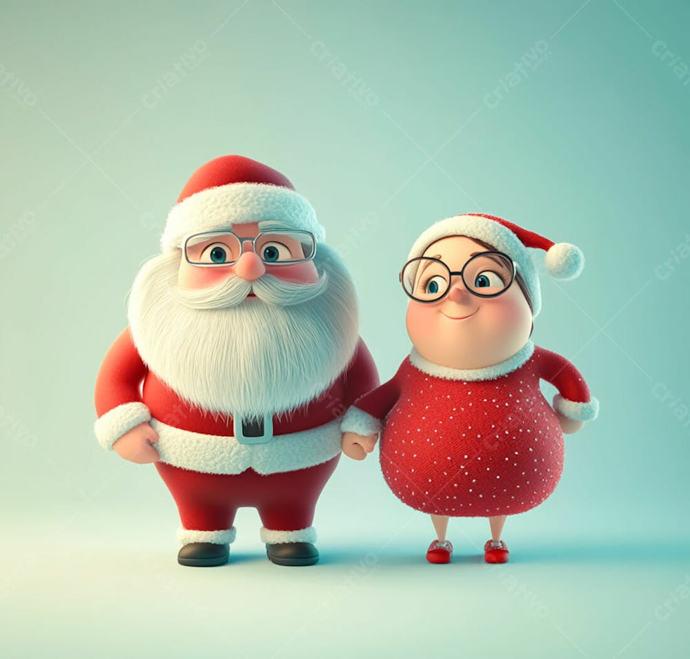 Personagem Do Papai Noel E Mamãe Noel 3D