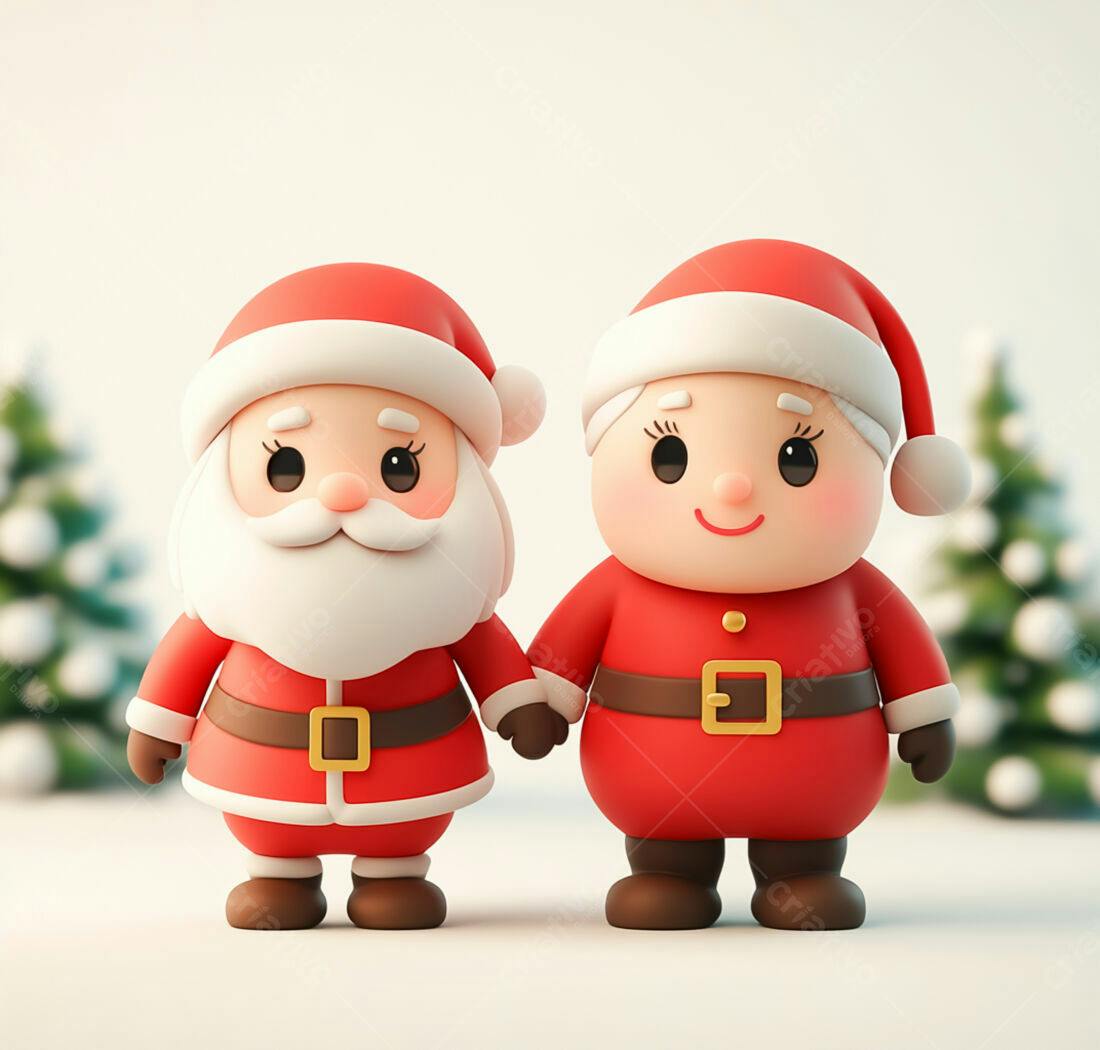 Papai e Mamãe Noel de Mão Dada Natal