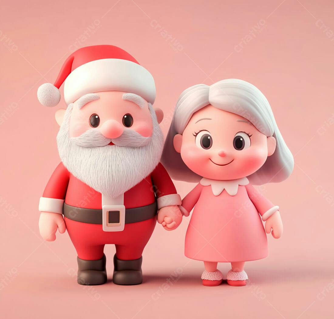 Papai Noel e menina de mãos dadas Natal