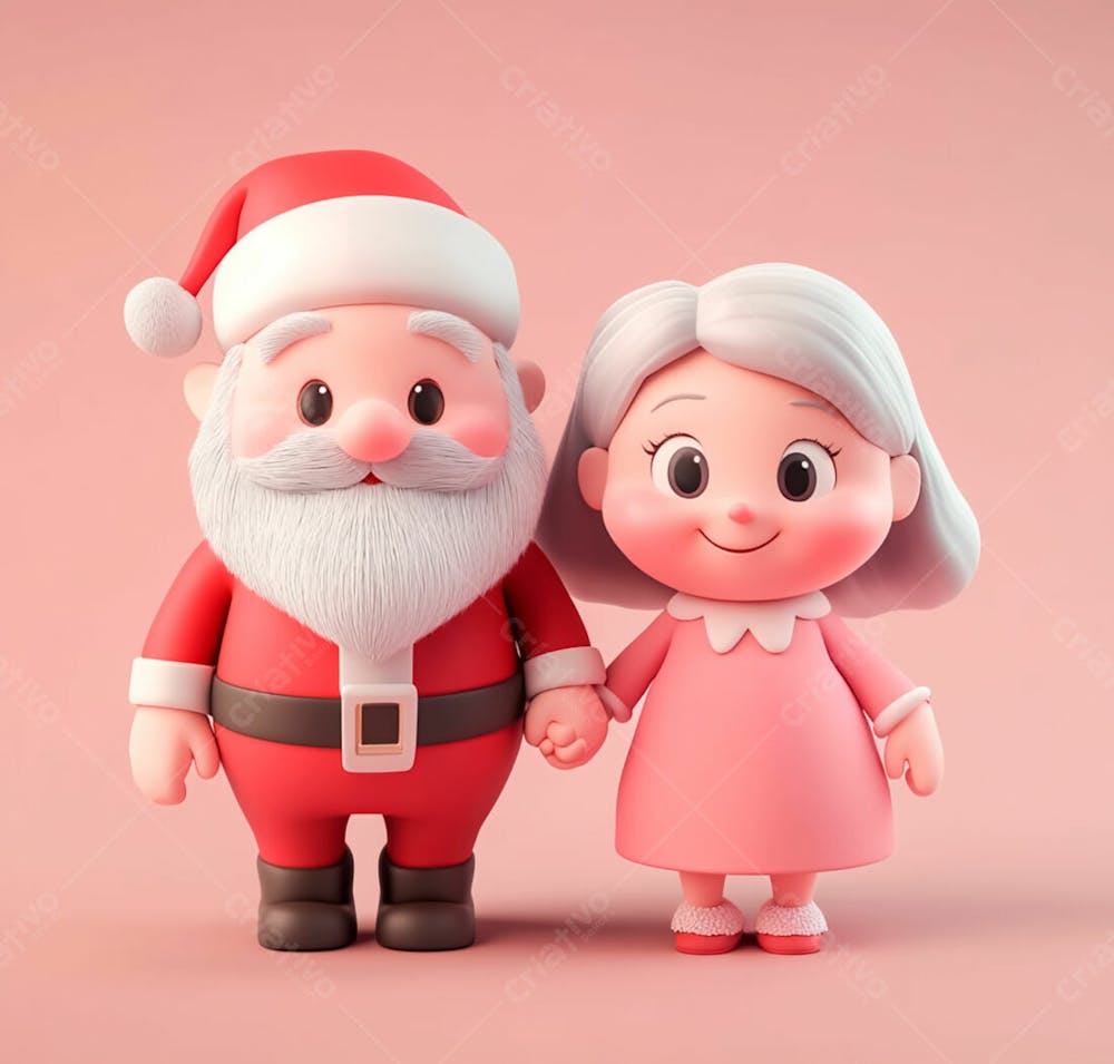 Personagem Do Papai Noel E Mamãe Noel 3D