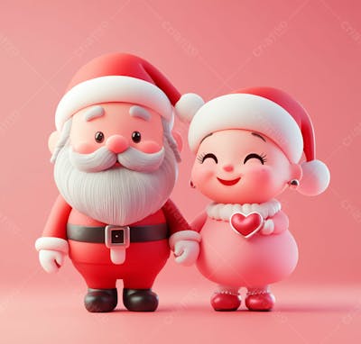 Personagem Do Papai Noel E Mamãe Noel 3D