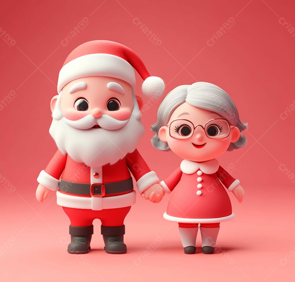 Personagem Do Papai Noel E Mamãe Noel 3D