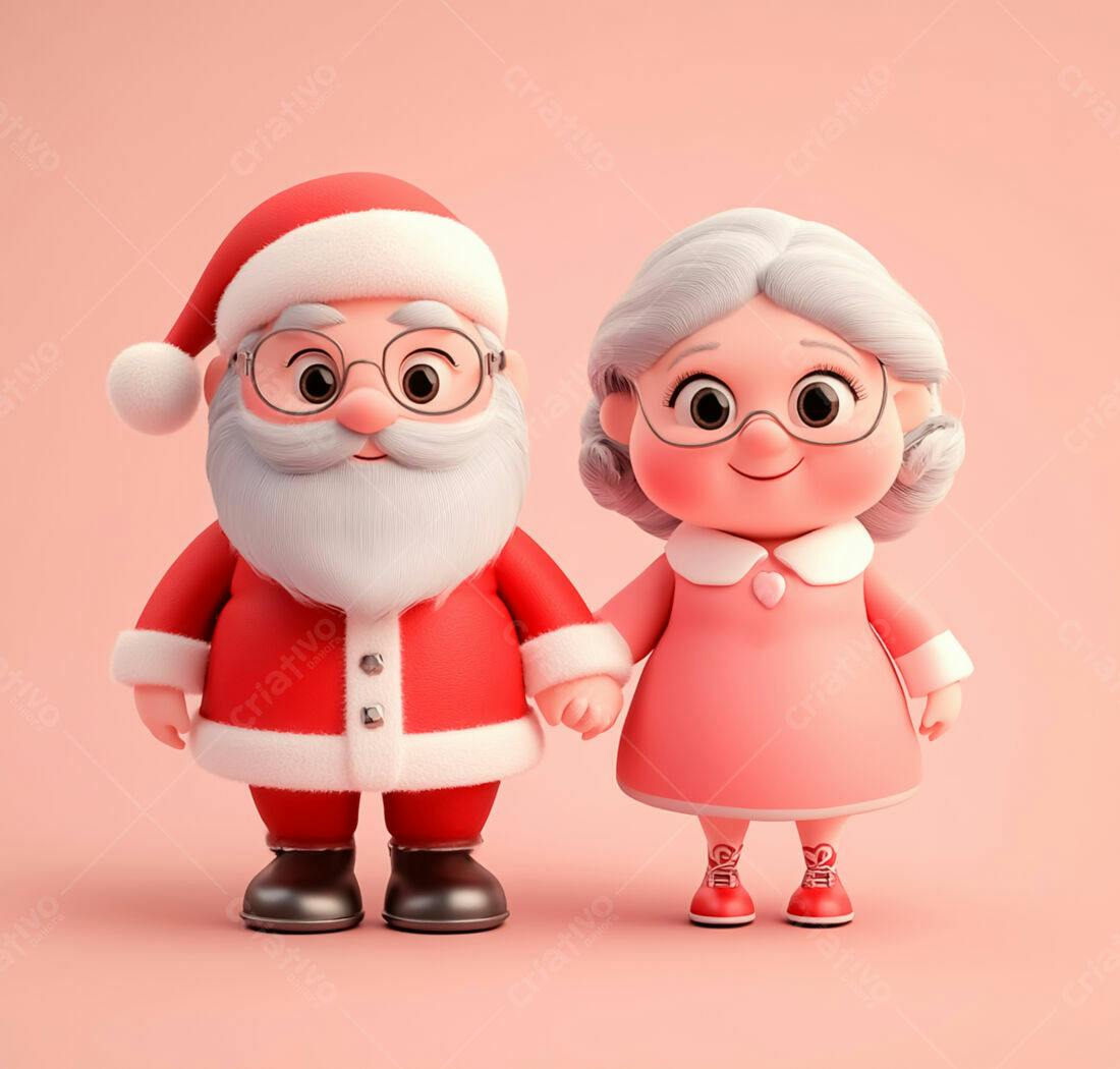 Papai Noel e Vovó Natal de mãos dadas