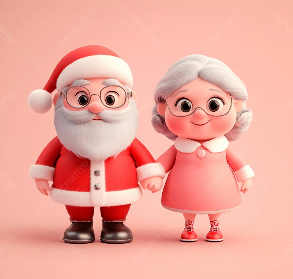 Personagem Do Papai Noel E Mamãe Noel 3D