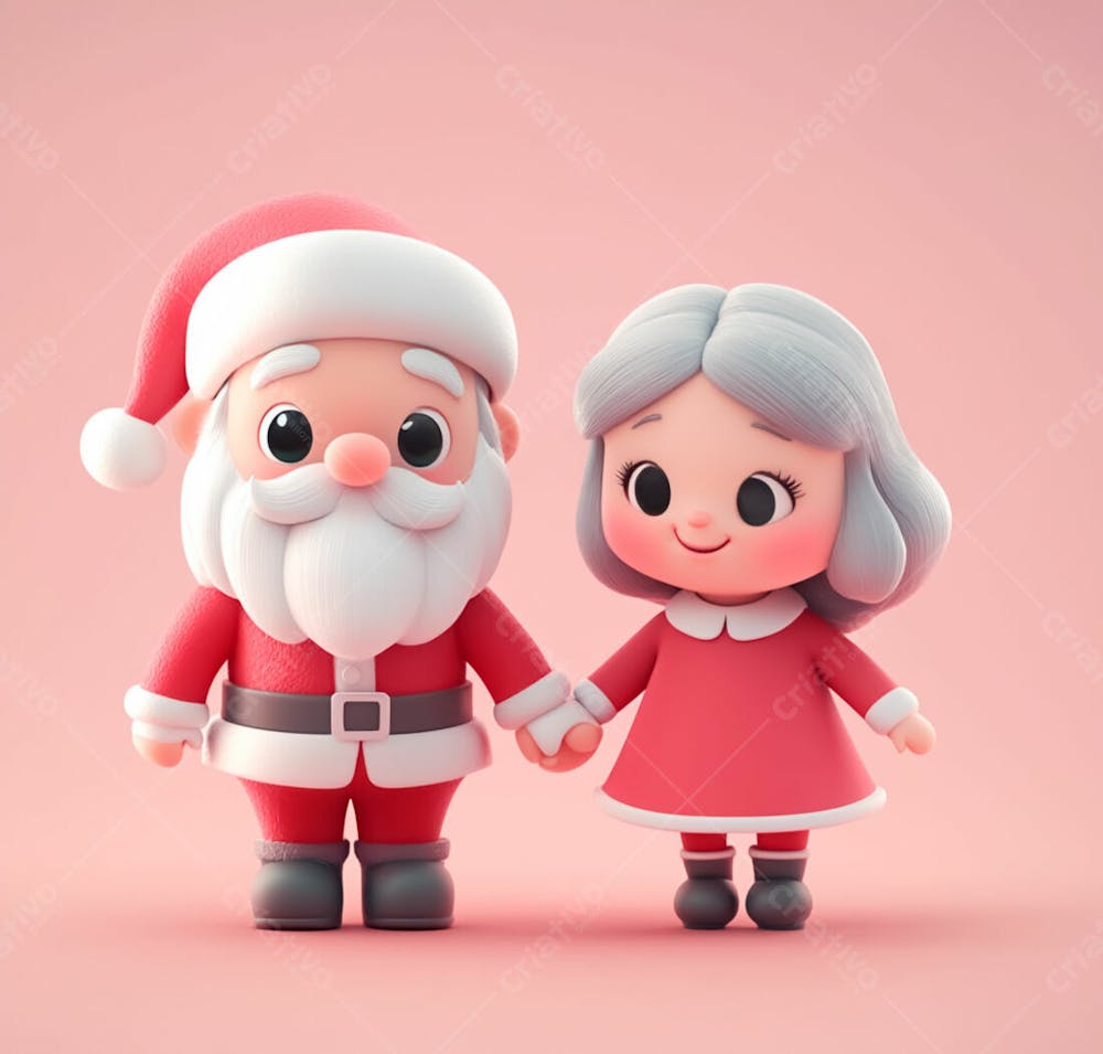 Personagem Do Papai Noel E Mamãe Noel 3D