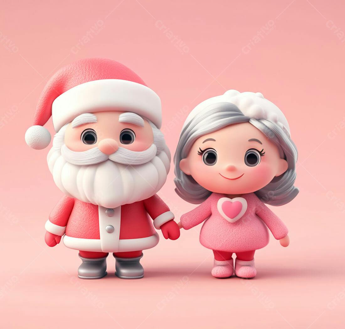 Papai Noel e menina de mãos dadas Natal