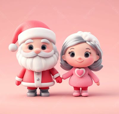 Personagem Do Papai Noel E Mamãe Noel 3D