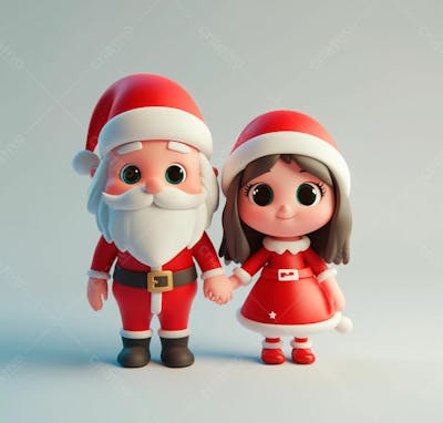 Personagem Do Papai Noel E Mamãe Noel 3D
