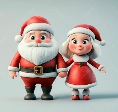 Personagem Do Papai Noel E Mamãe Noel 3D