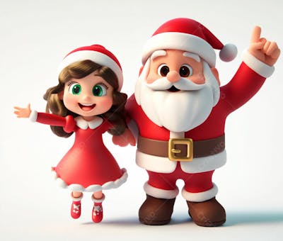 Personagem Do Papai Noel E Mamãe Noel 3D