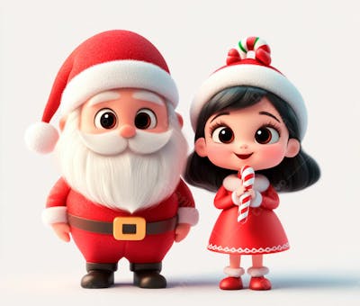 Personagem Do Papai Noel E Mamãe Noel 3D