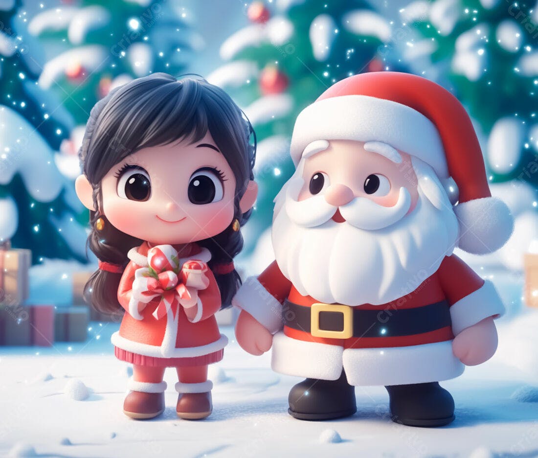 Menina e Papai Noel Natalino