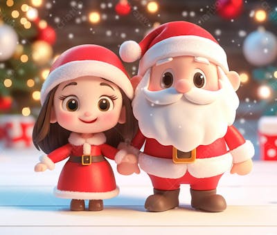 Personagem Do Papai Noel E Mamãe Noel 3D