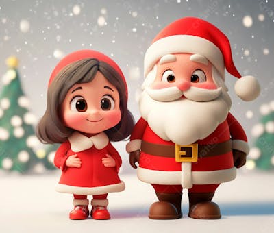 Personagem Do Papai Noel E Mamãe Noel 3D