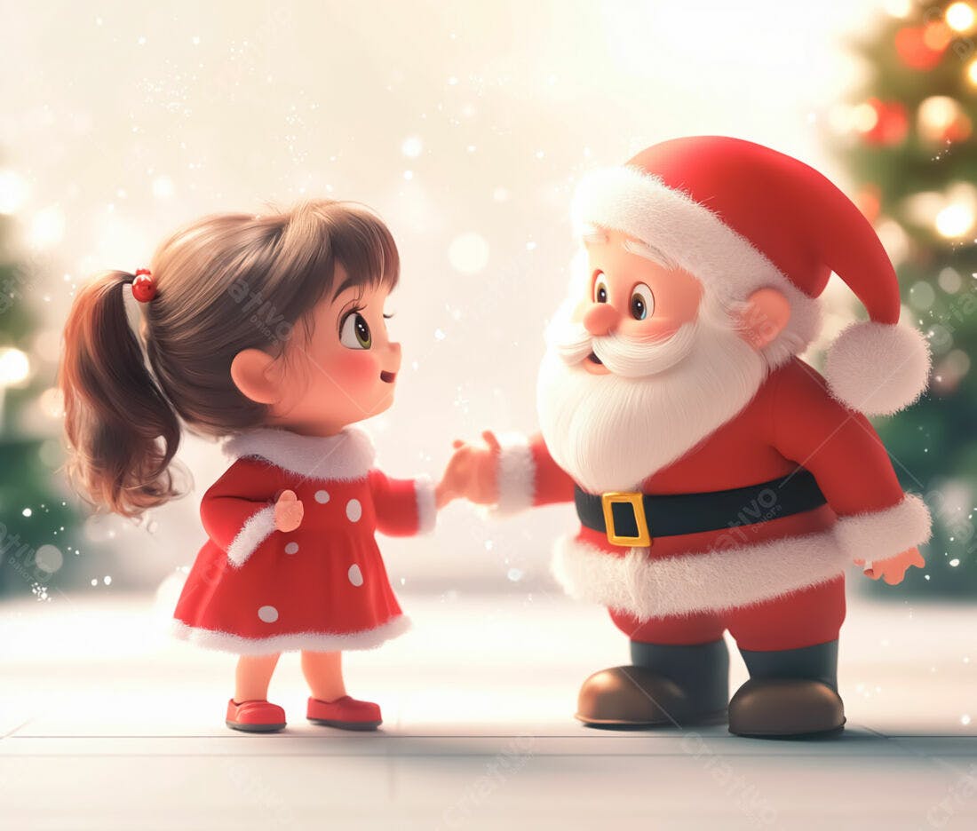 Menina e Papai Noel Natalino