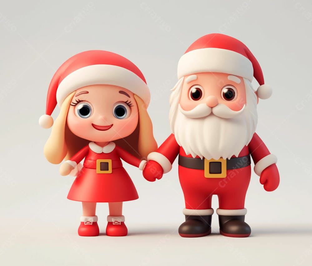Personagem Do Papai Noel E Mamãe Noel 3D