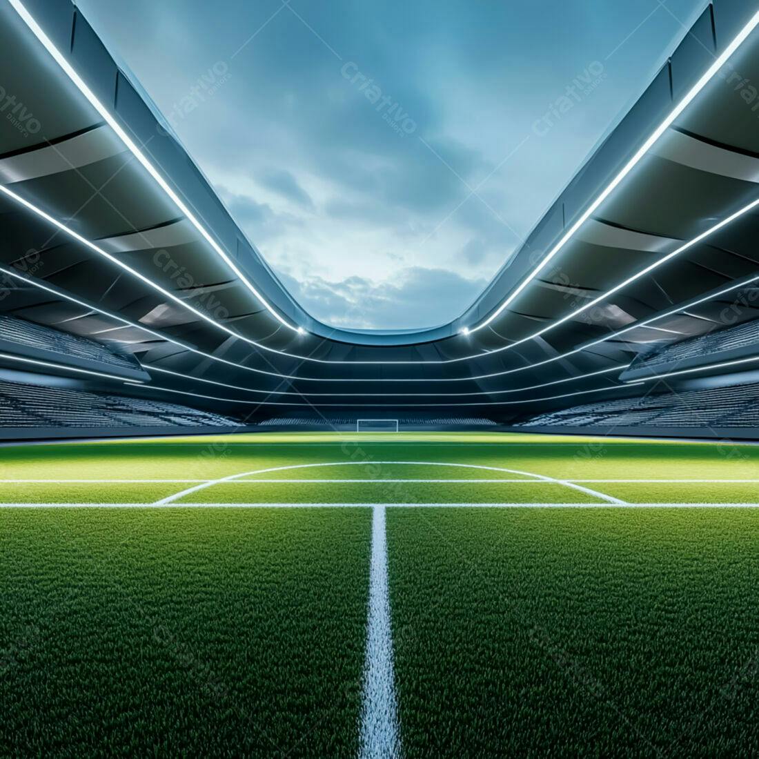 Estádio futurista vazio campo gramado