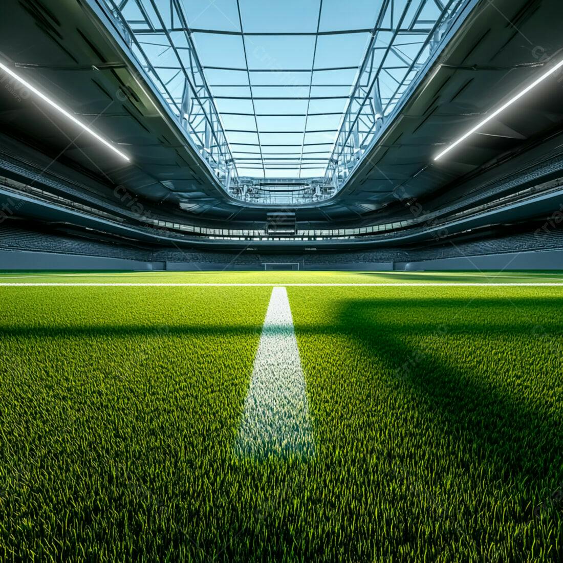 Campo de futebol moderno sob cobertura de vidro