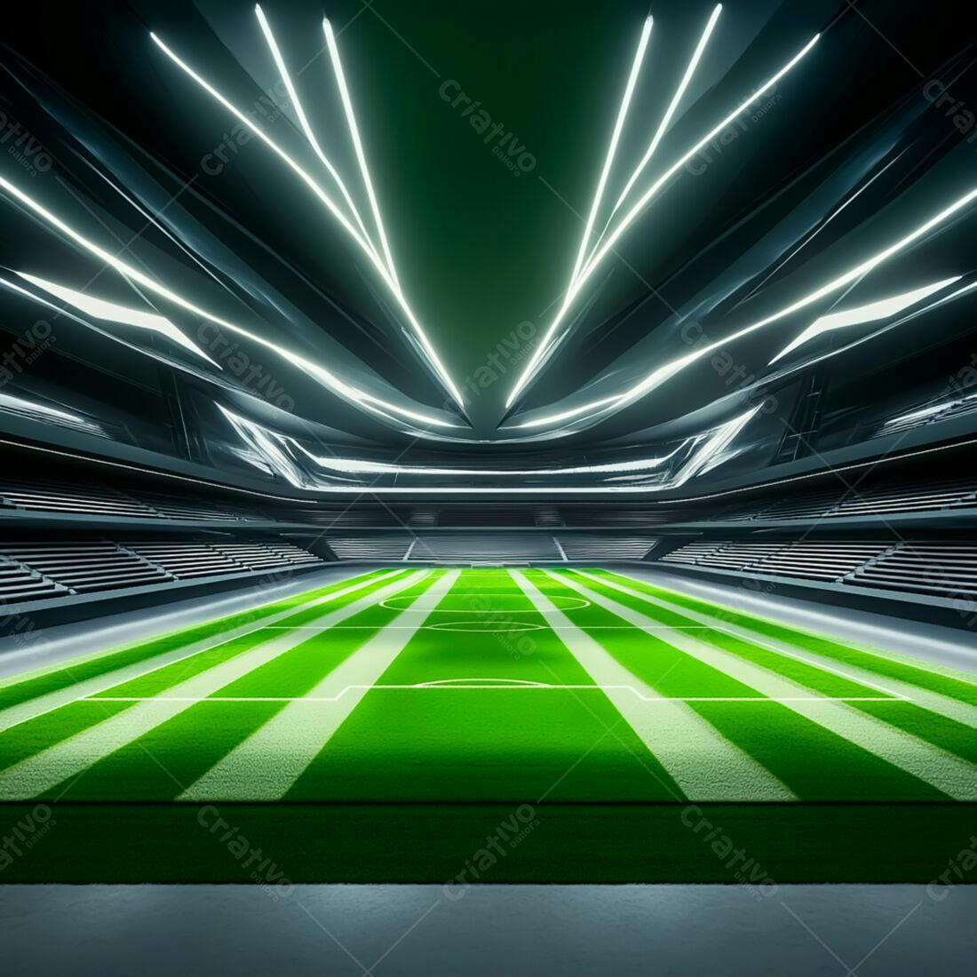 Estádio futurista campo de futebol verde
