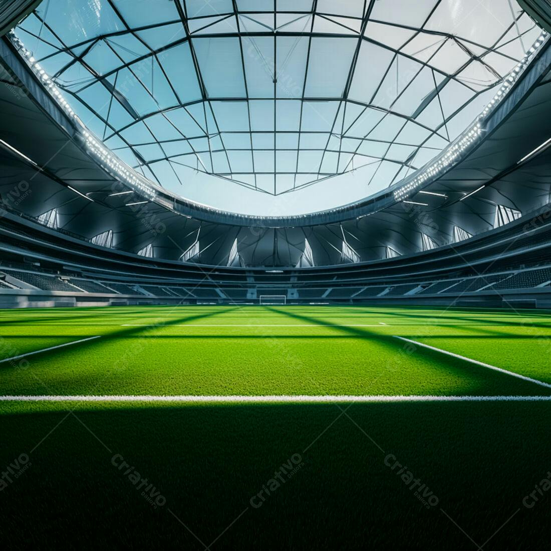 Campo de futebol em estádio moderno