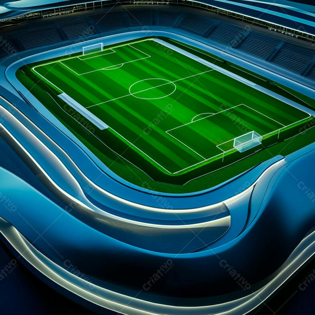 Campo de Futebol Moderno em Estádio Noturno