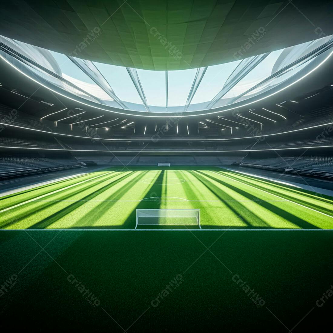 Estádio moderno vazio campo gramado verde