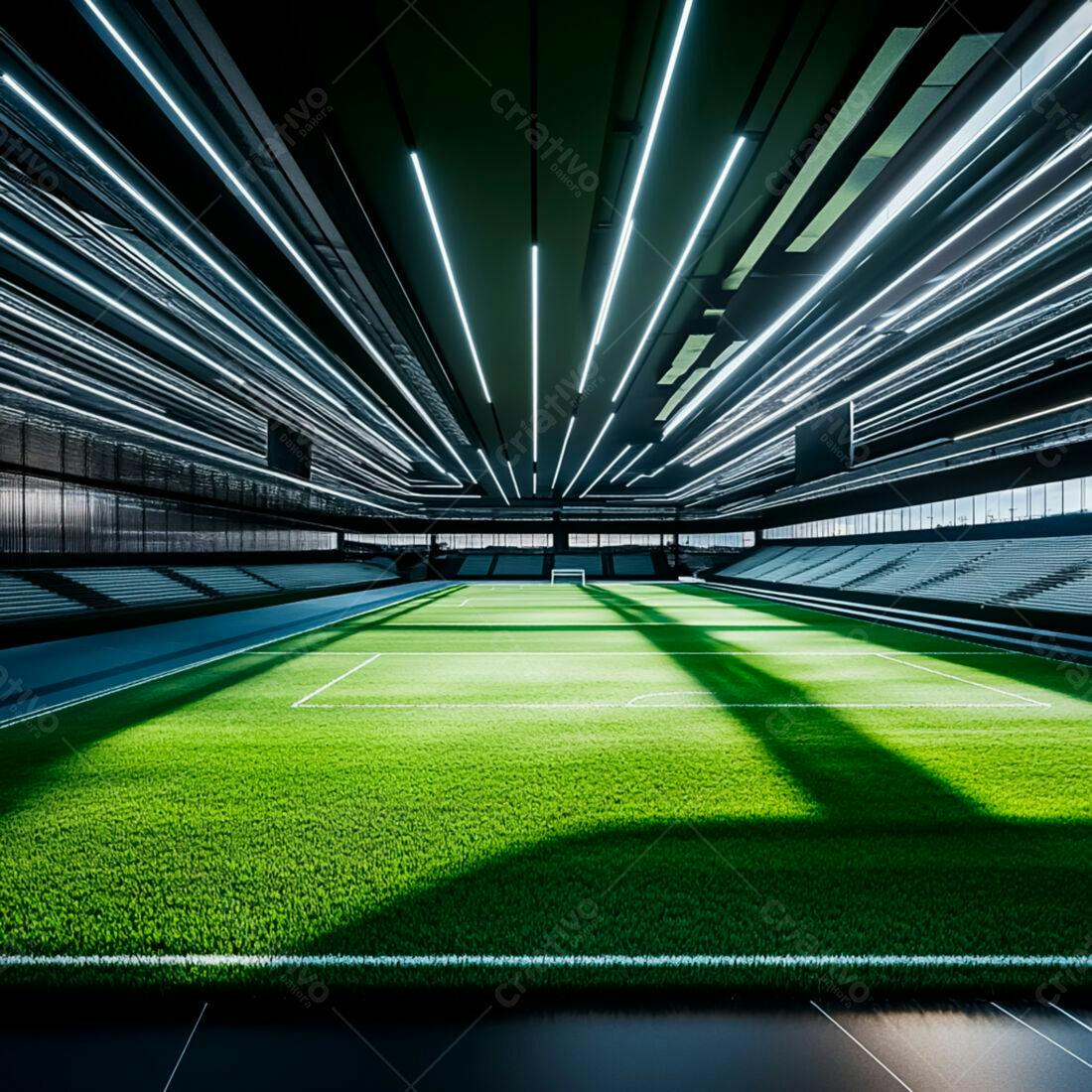 Campo de futebol moderno iluminado