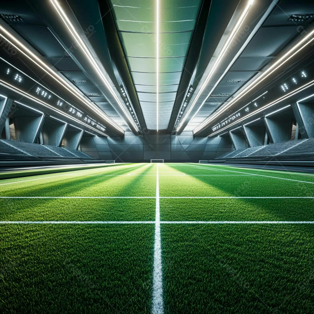 Campo de futebol indoor moderno e futurista