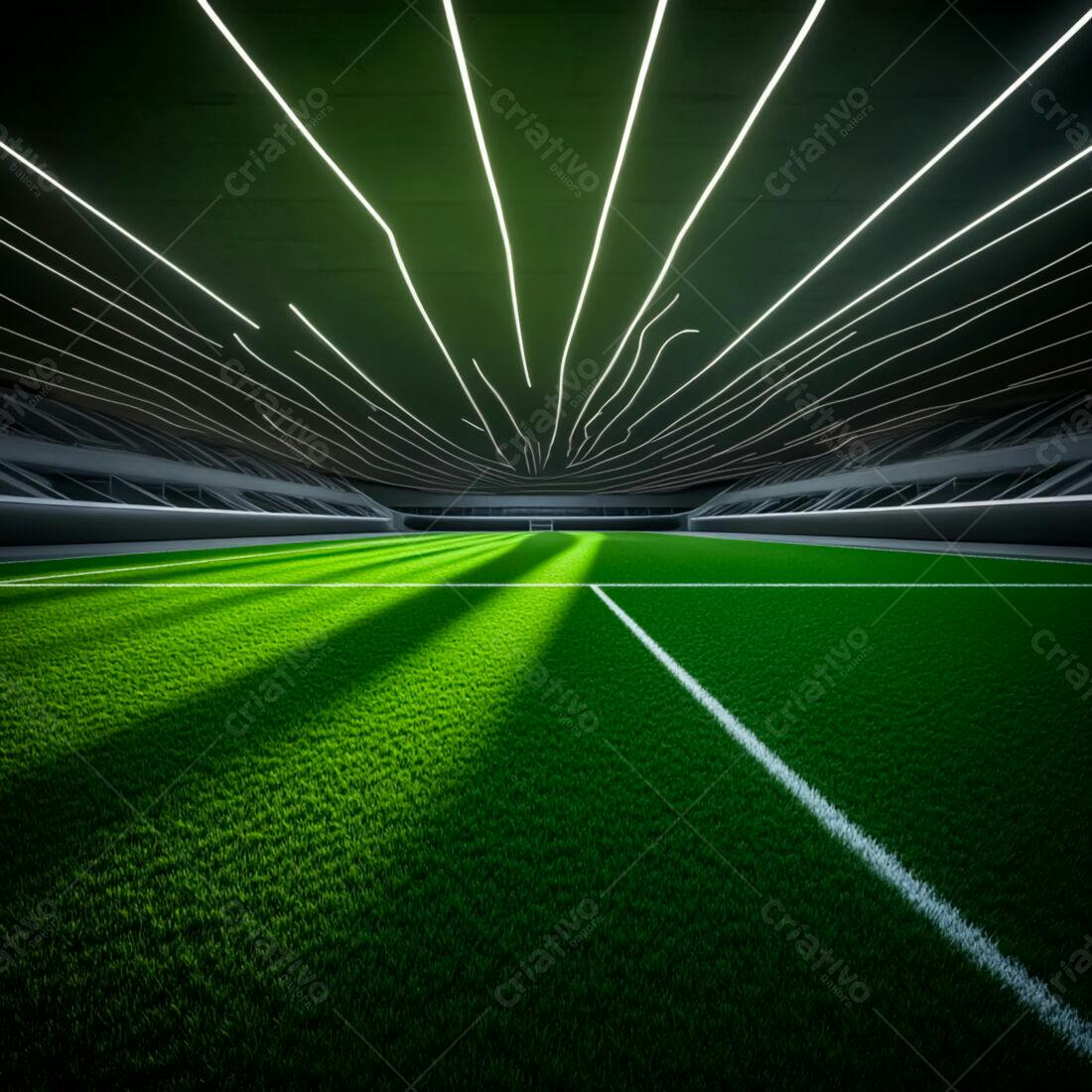 Estádio de futebol moderno iluminado