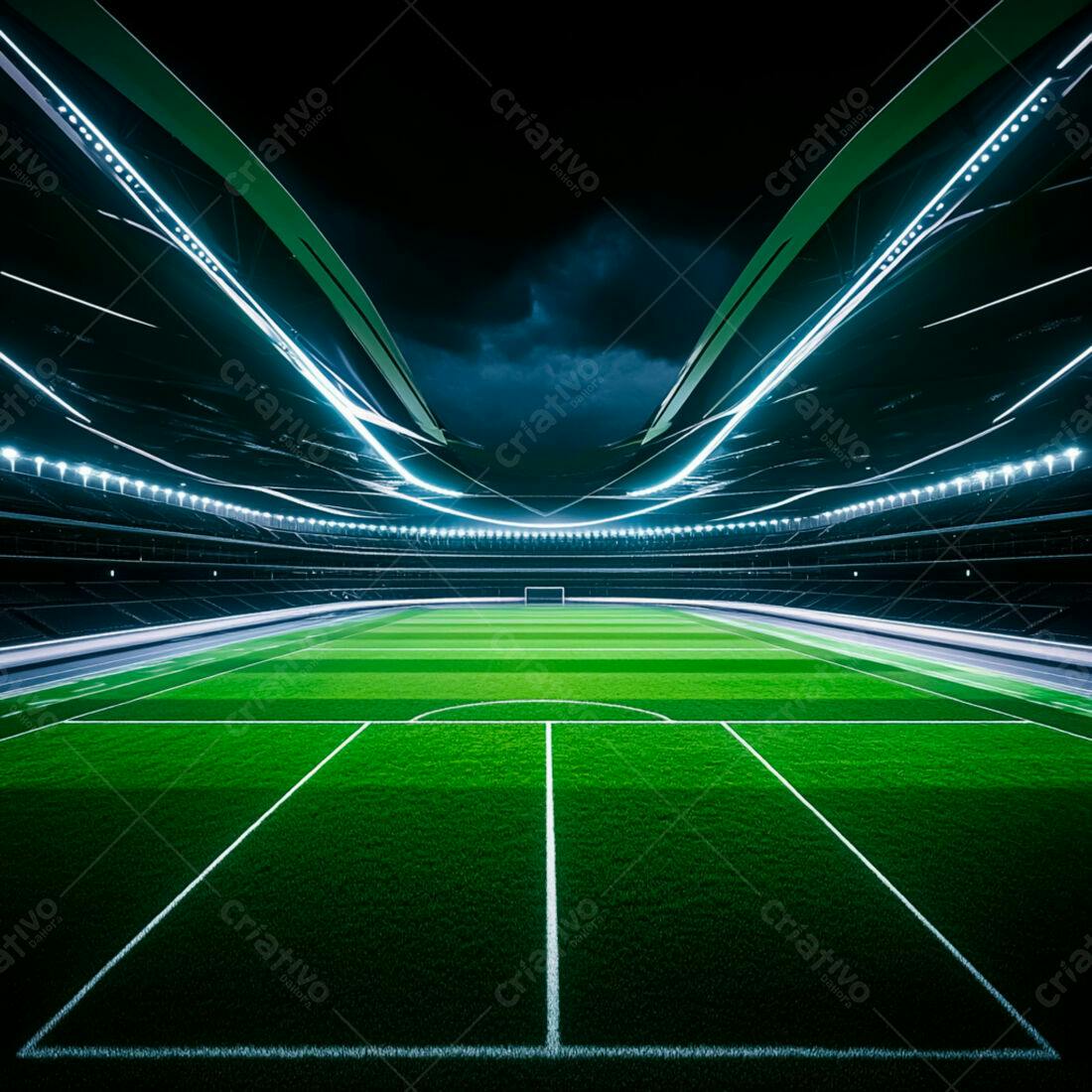 Estádio de futebol moderno à noite