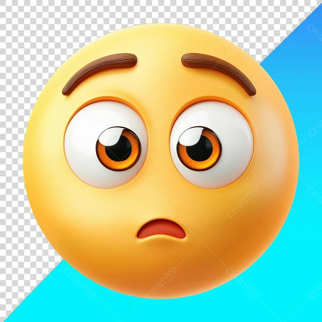 Icone Emoji Cara Pensativa PNG com fundo transparente