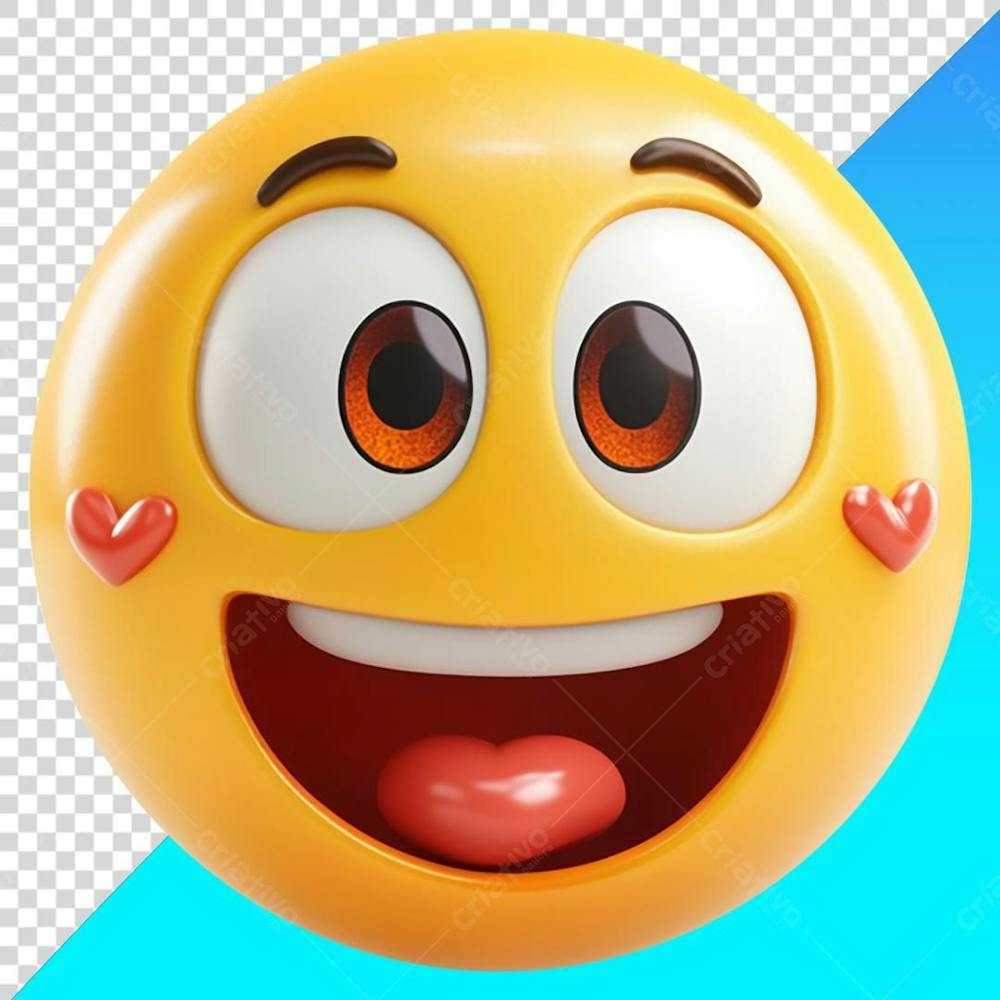 Emoji Apaixonado com Pequenos Corações na Bochecha