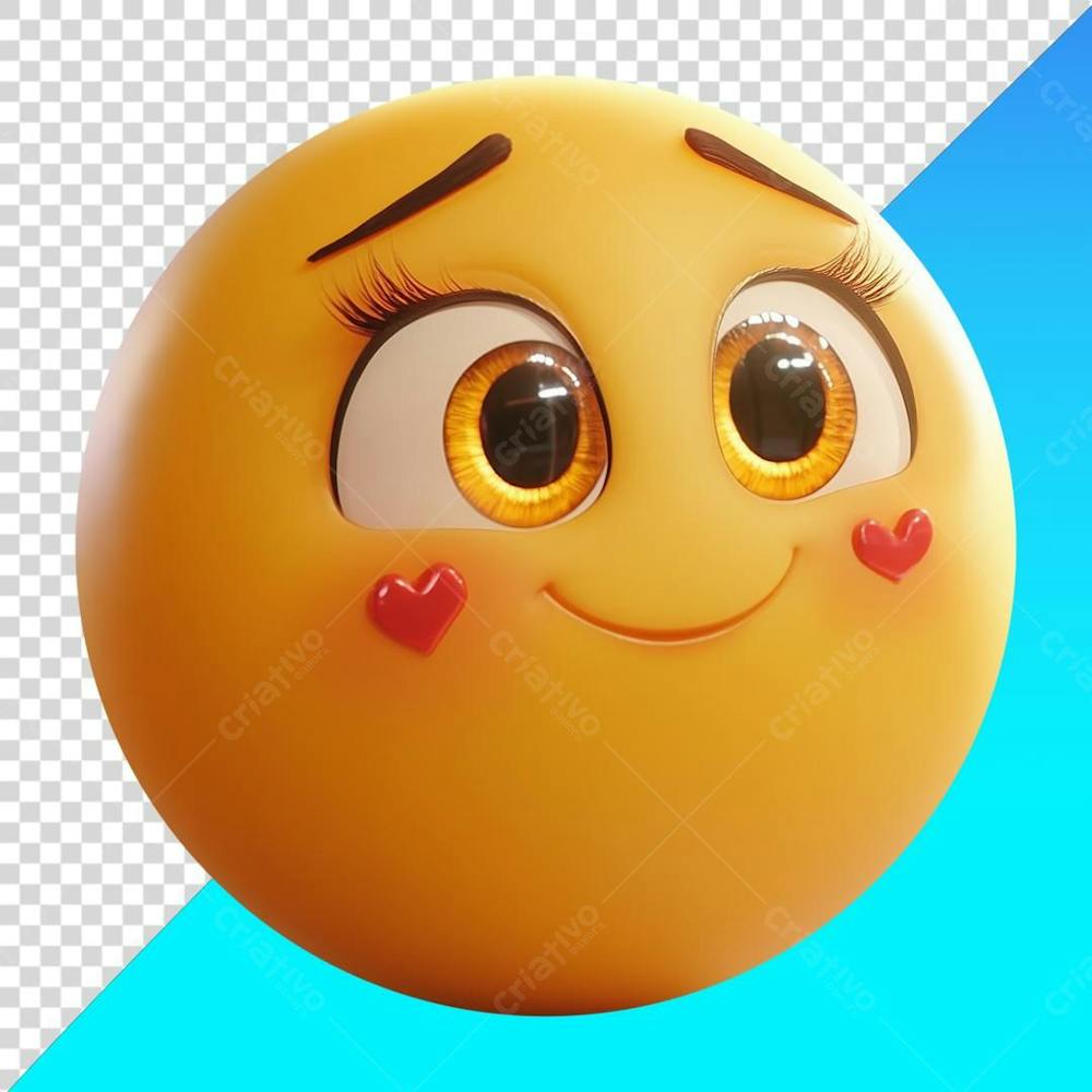 Emoji Apaixonado com Pequenos Corações na Bochecha Feminino