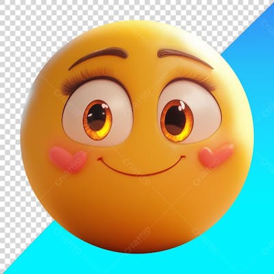 Emoji Apaixonado com Grandes Corações na Bochecha Feminino
