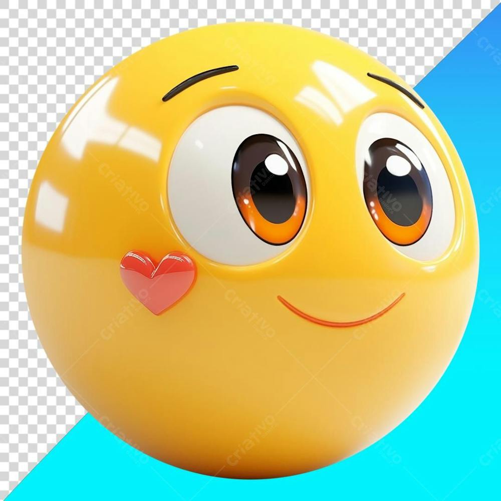 Emoji com carinha sorridente com Um Coração no Bochecha