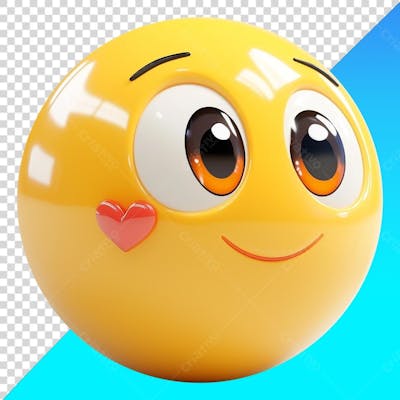 Emoji com carinha sorridente com Um Coração no Bochecha