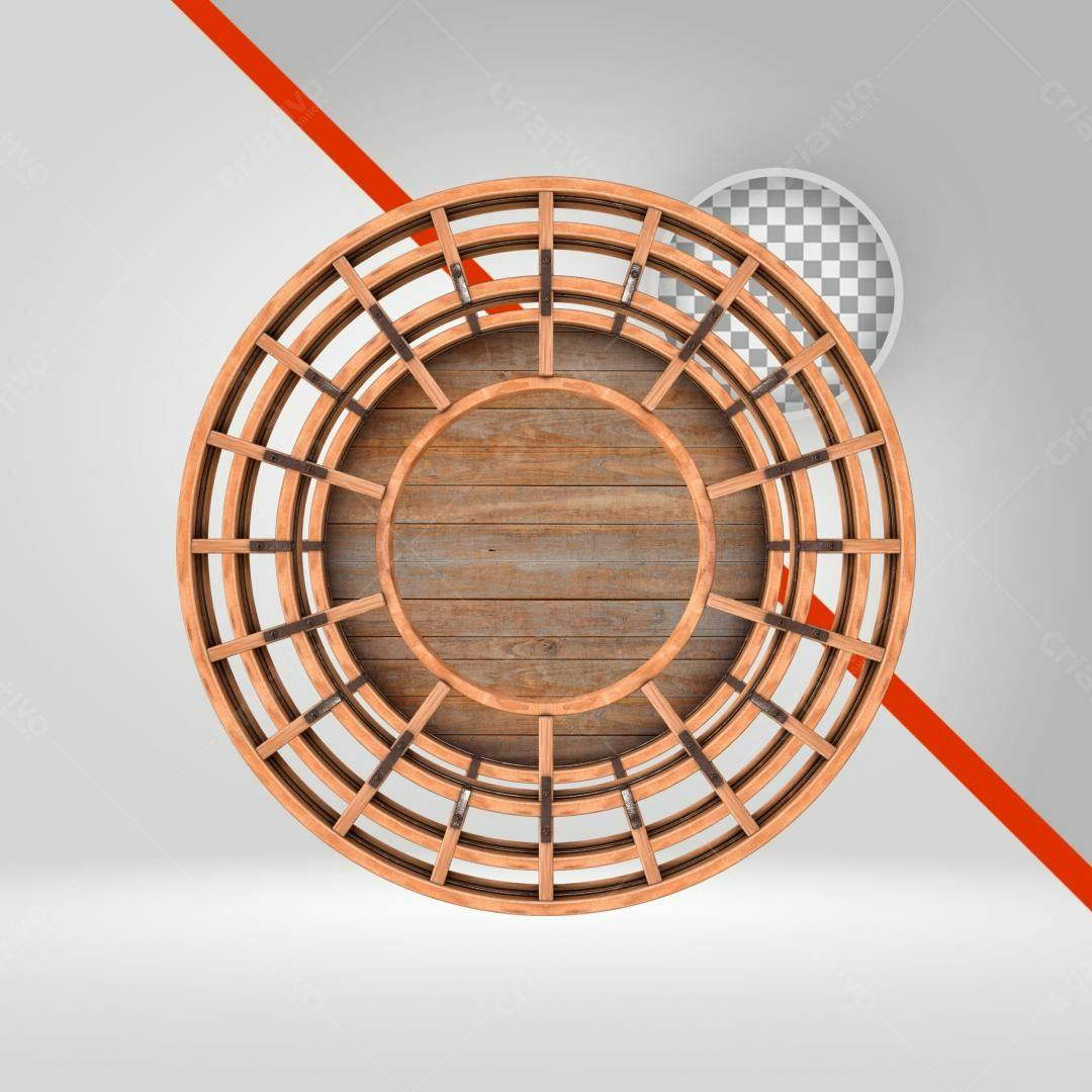 Moldura de Madeira Circular PNG com fundo transparente