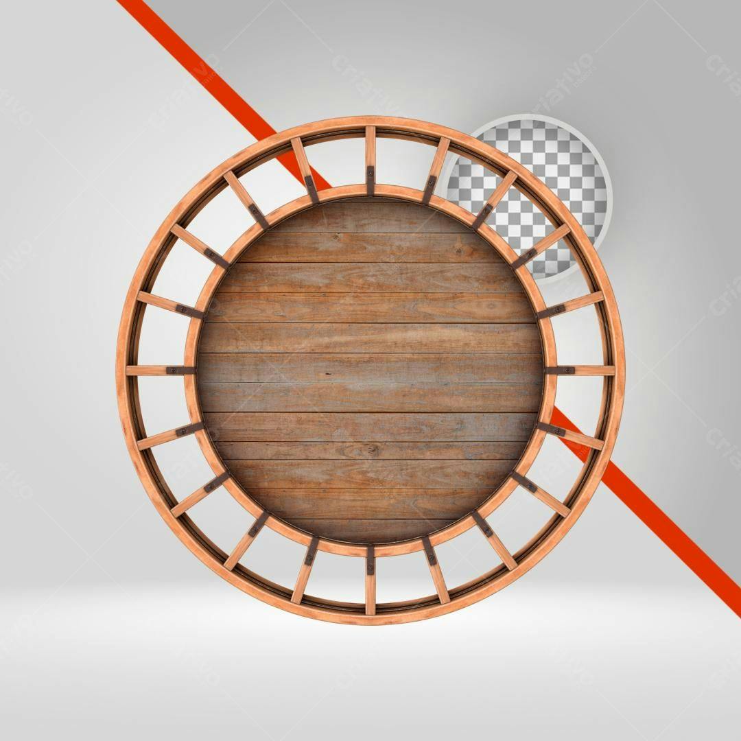 Moldura Circular Madeira PNG com fundo transparente