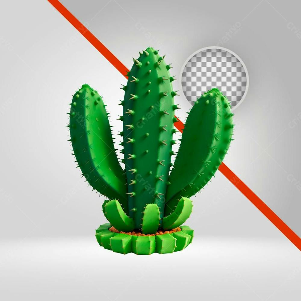 Cacto Mandacaru 3D, Elemento Png, Planta Nordeste, São João