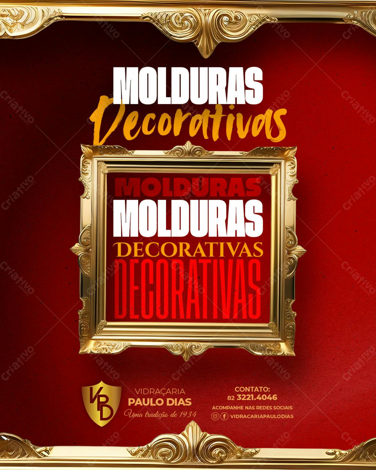 Flyer para Vidraçaria com Molduras Decorativas PSD Editável