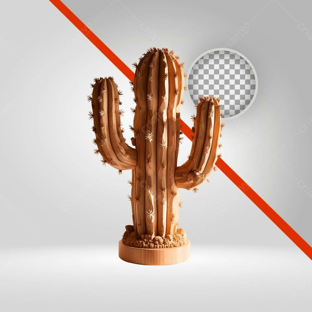 Icone Cacto Madeira PNG com fundo transparente