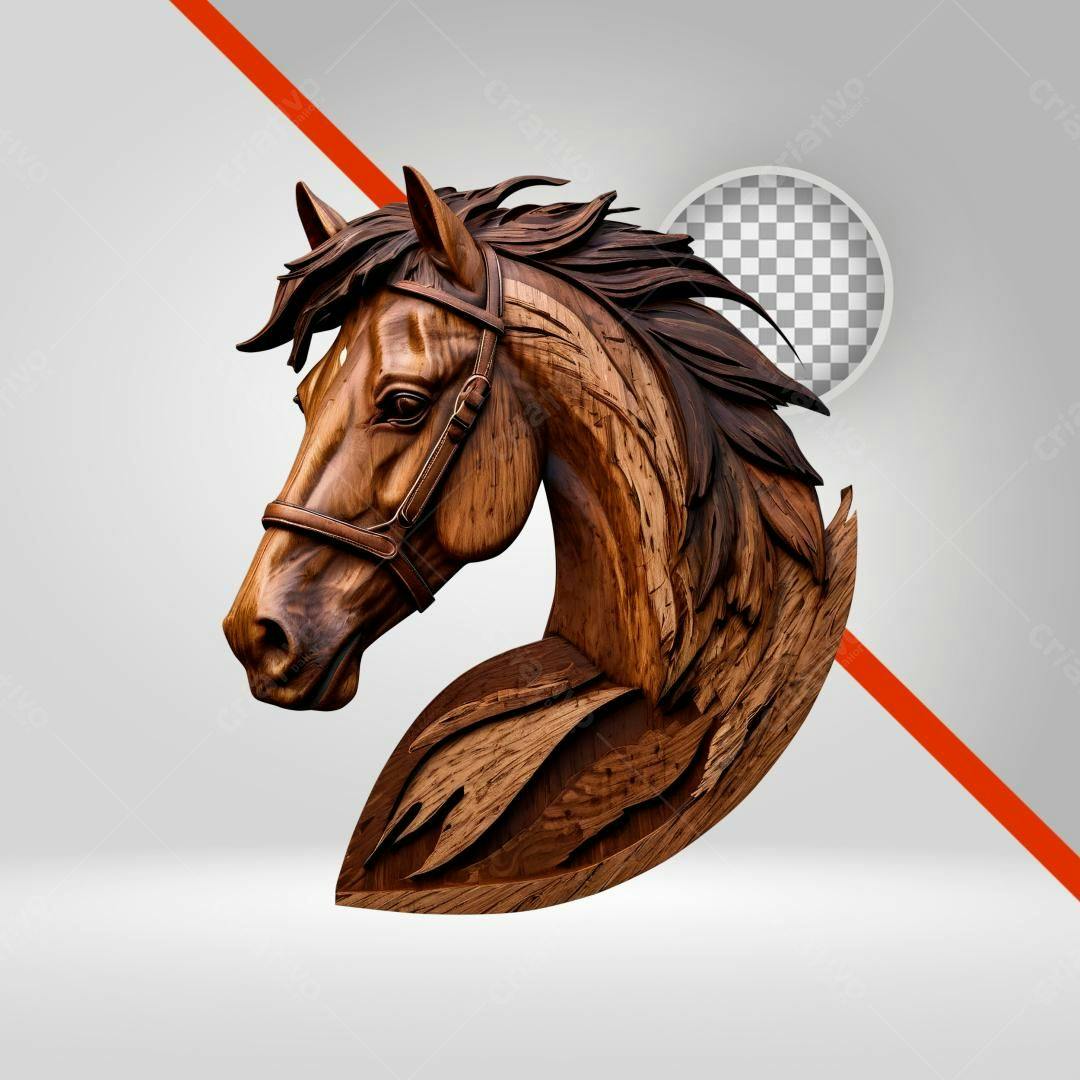 Icone Cavalo esculpido em madeira PNG com fundo transparente