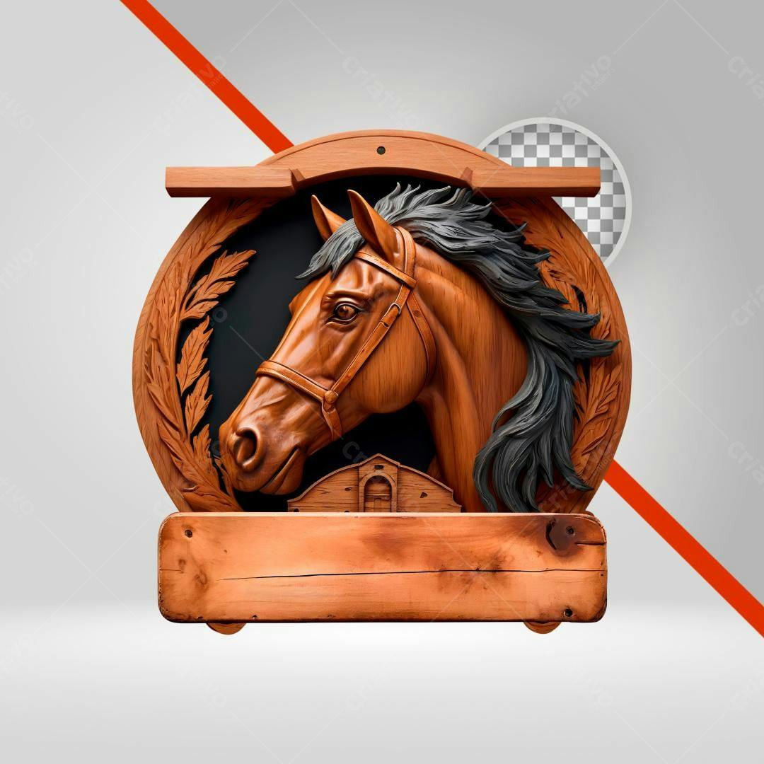 Icone Cavalo esculpido em madeira PNG com fundo transparente