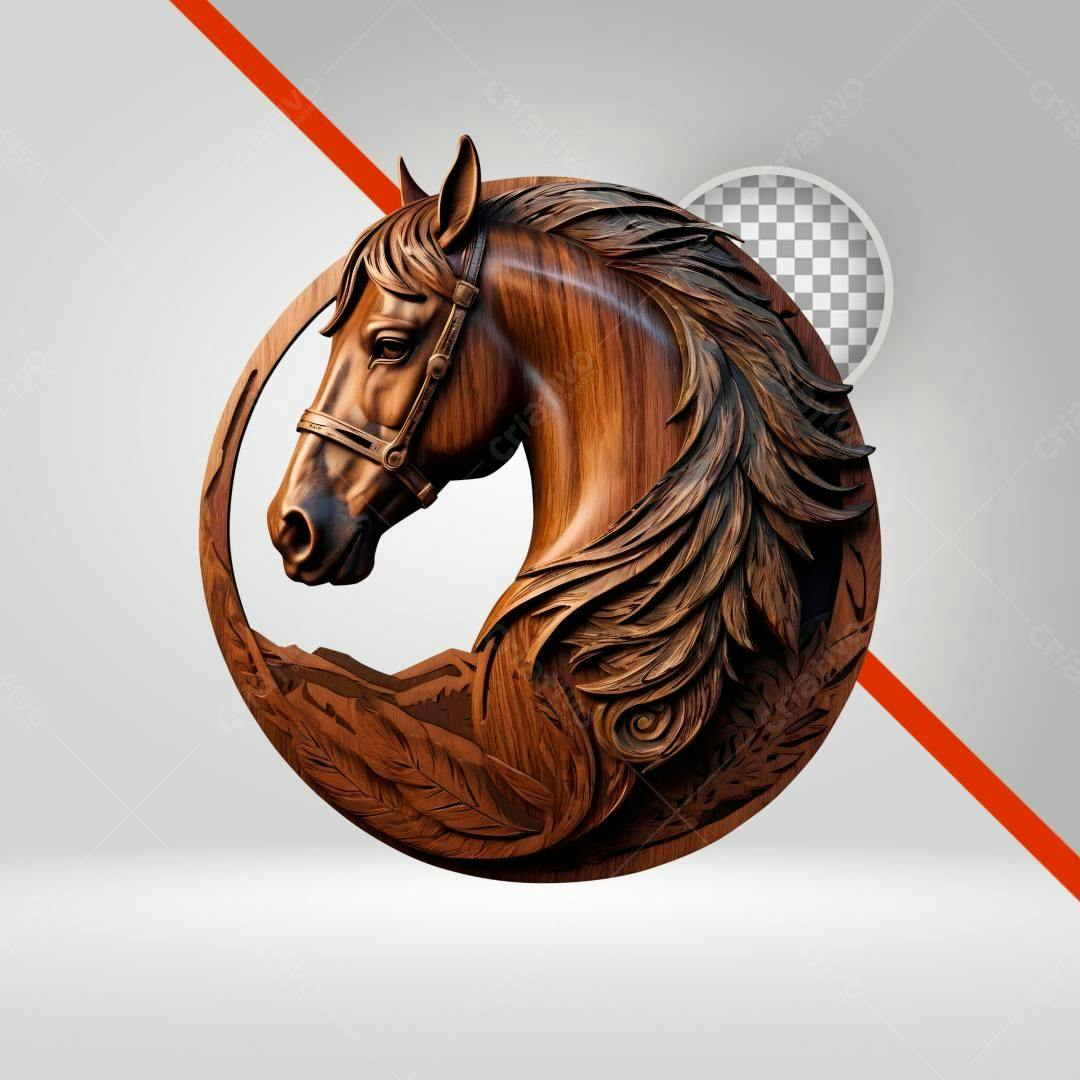 Icone Cavalo Escultura Madeira PNG com fundo transparente