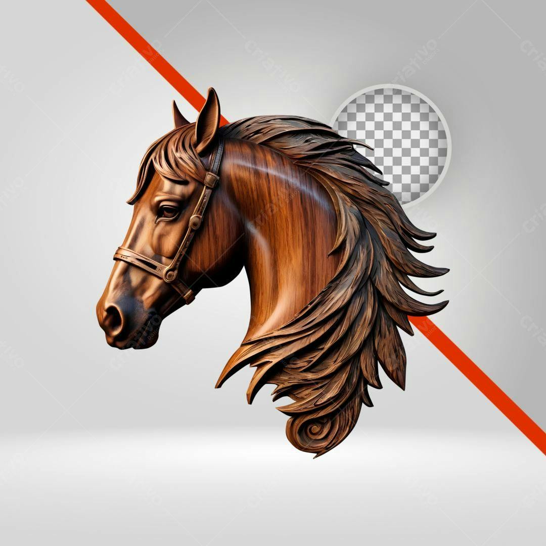 Icone Cavalo Marrom em Madeira PNG com fundo transparente