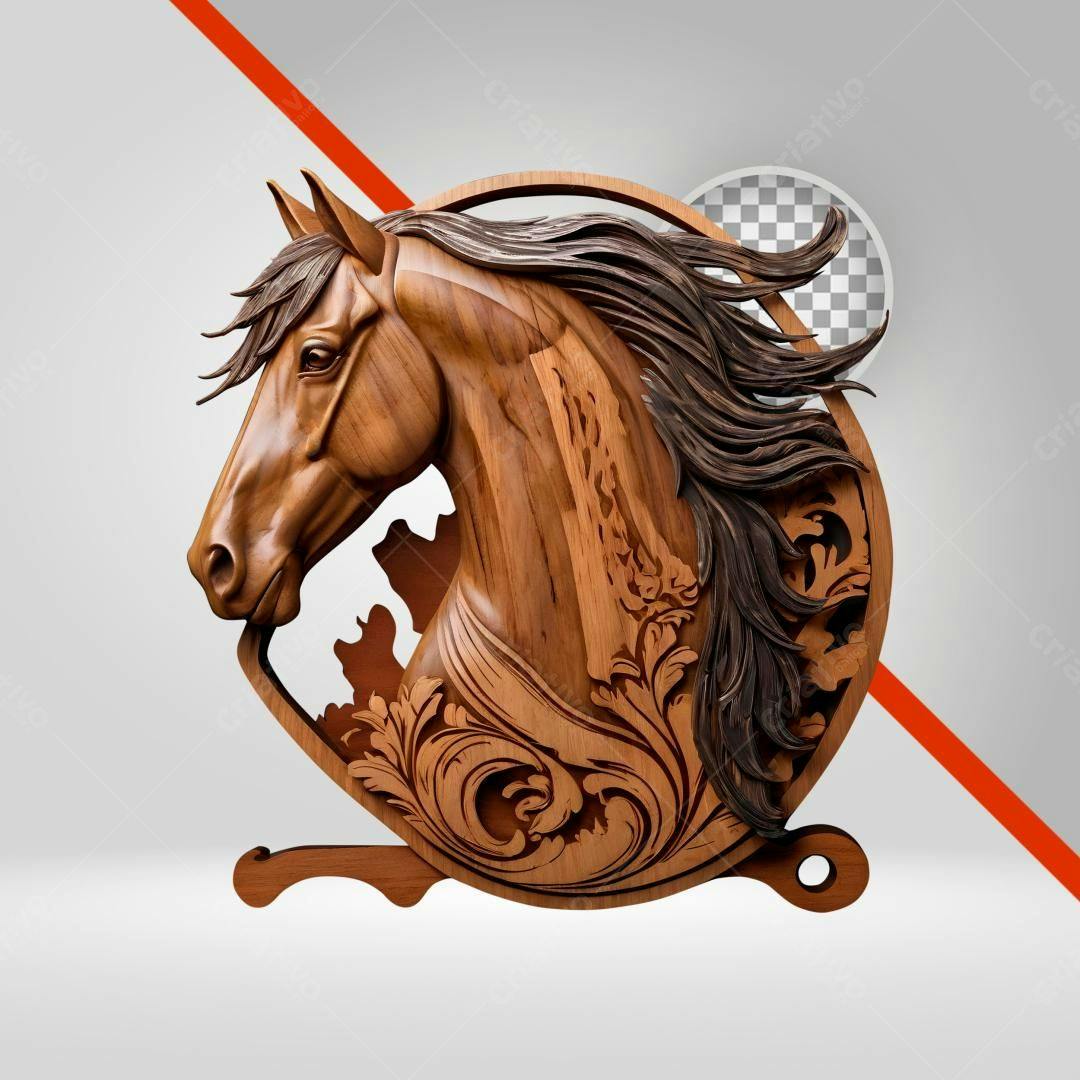 Icone Cavalo esculpido em madeira PNG com fundo transparente