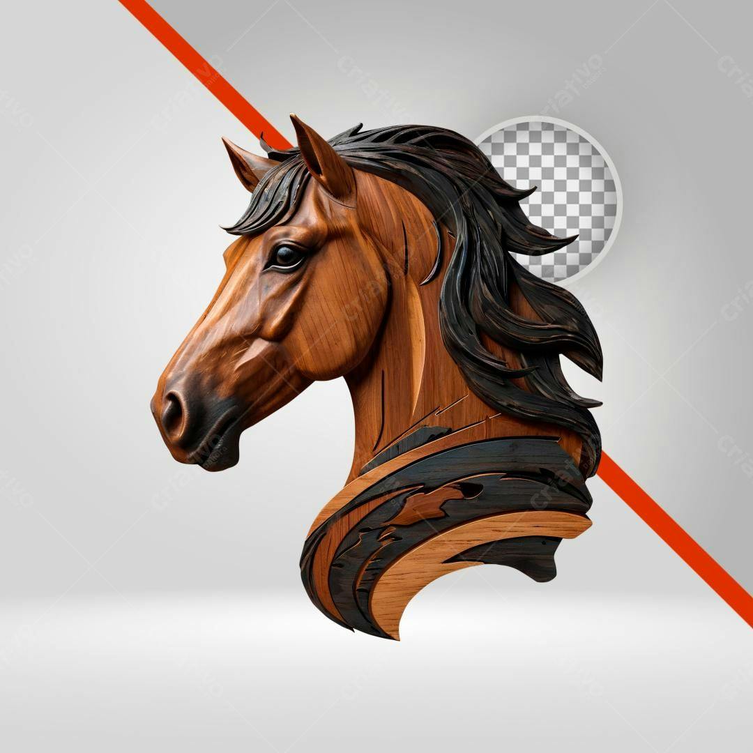 Icone Cavalo Marrom em Madeira PNG com fundo transparente