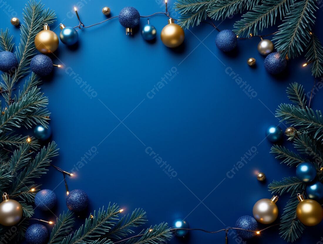 Enfeites de Natal azul e dourado