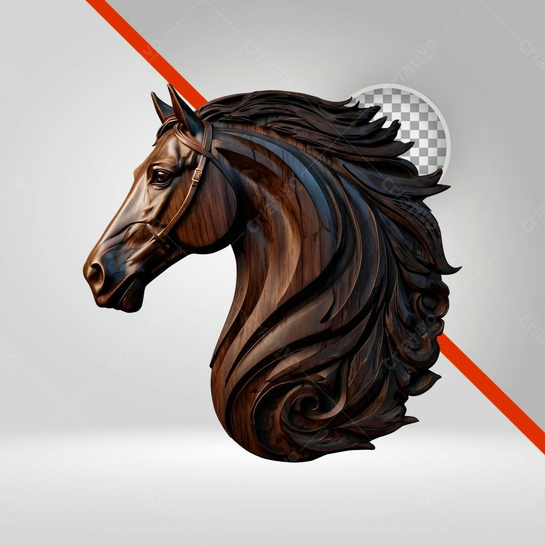 Icone Cavalo Marrom em Madeira PNG com fundo transparente